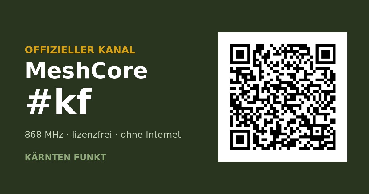 MeshCore-Kanal #kf von KÄRNTEN FUNKT – QR-Code zum Hinzufügen