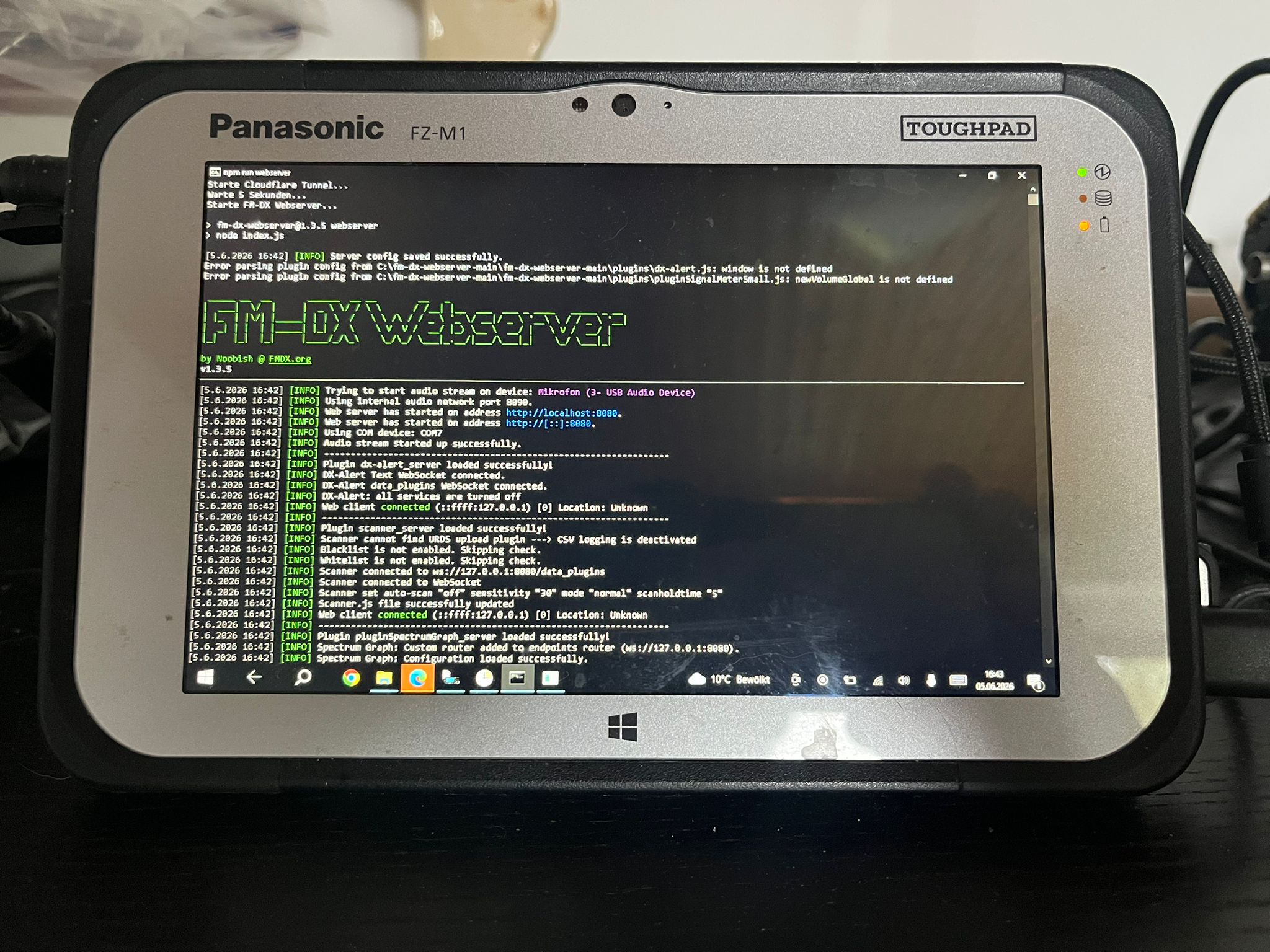Panasonic Toughpad FZ-M1 mit FM-DX Webserver und Cloudflare Tunnel
